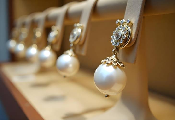 Chic Pearl Earrings Featured in a Stunning Jewelry Display